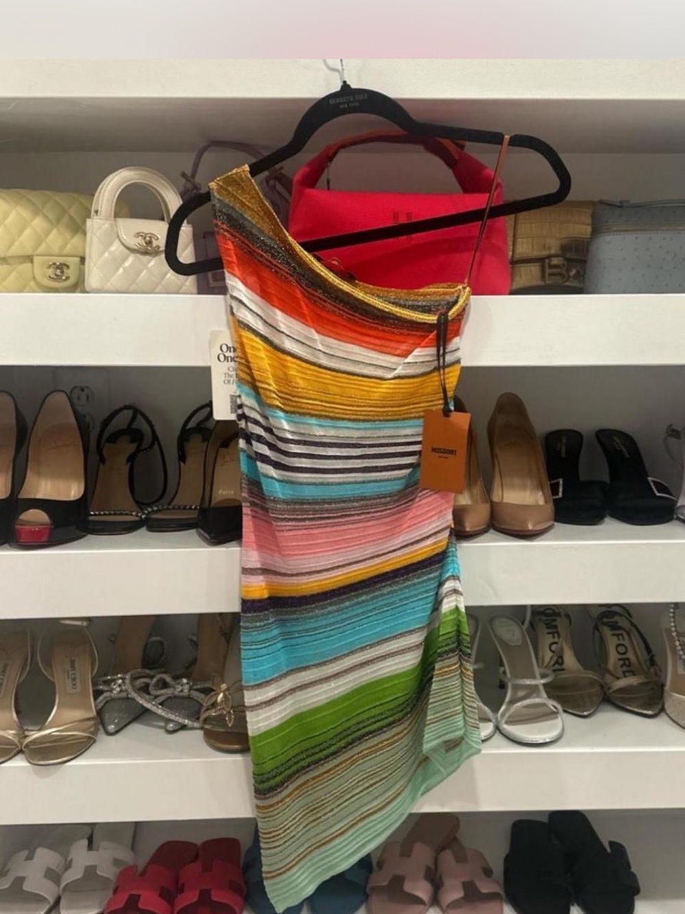 Missoni One-Shoulder Multistripe Mini Dress in Turquoise, Pink, Yellow & Green - Picture 3 of 4